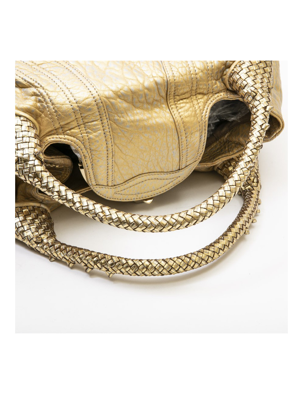 Sac FENDI modèle spy moyen cuir metallisé doré et argenté 