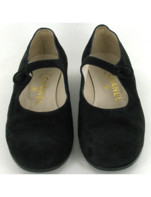 Ballerines CHANEL en daim noir T 36