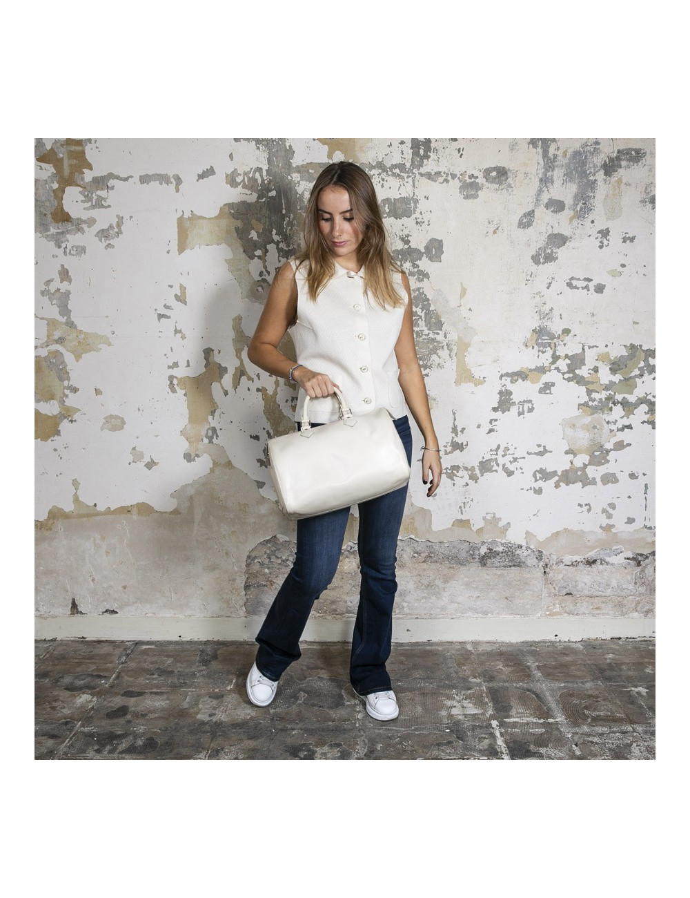 Sac "SPEEDY" Louis Vuitton cuir épi  blanc