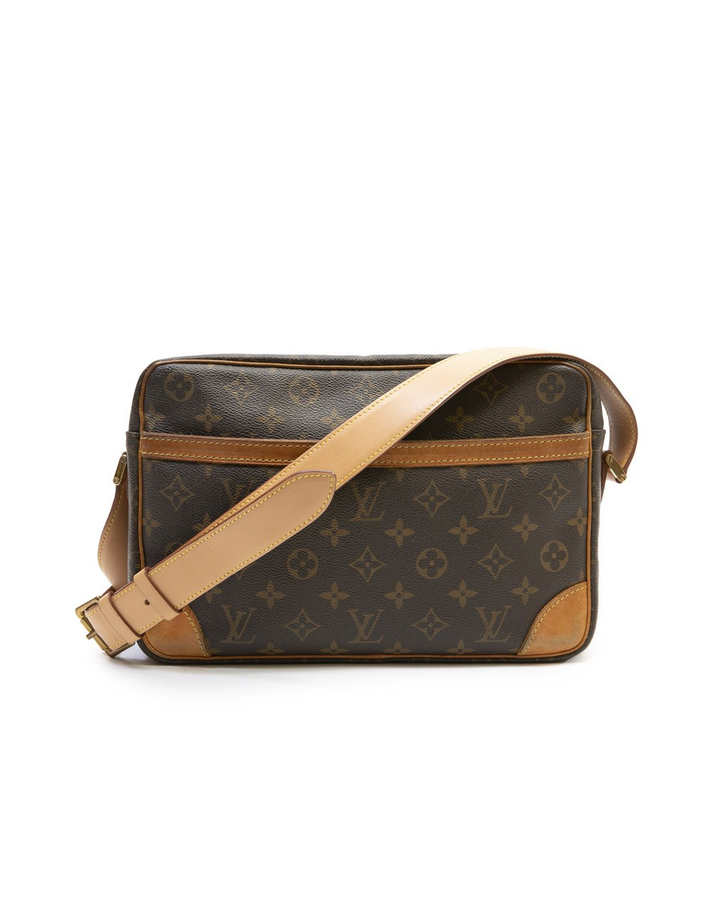 Sac besace bandoulière Louis Vuitton en toile monogram et cuir de veau