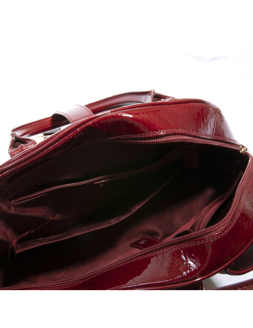 Sac DIOR saddle cuir verni rouge monogrammé