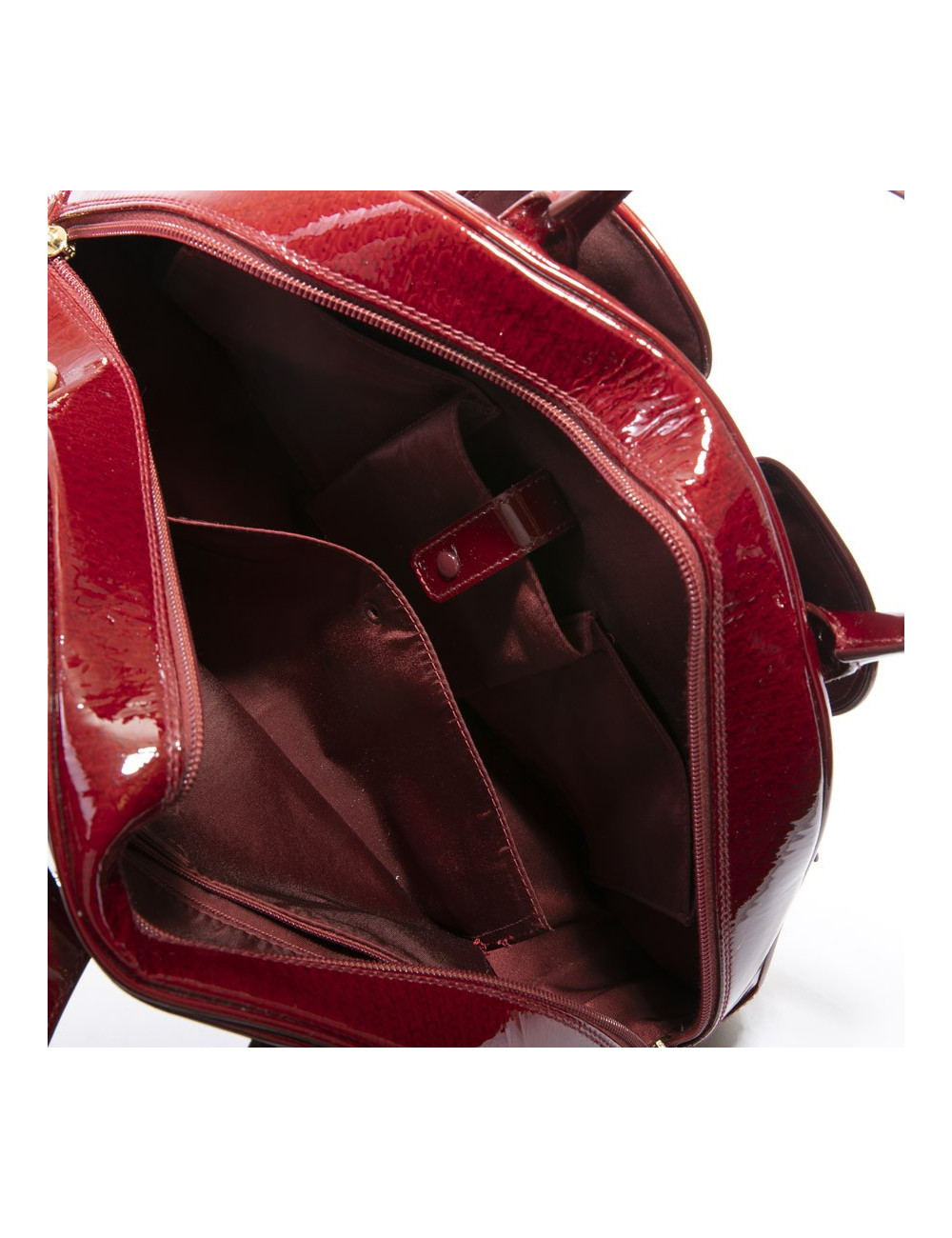 Sac DIOR saddle cuir verni rouge monogrammé