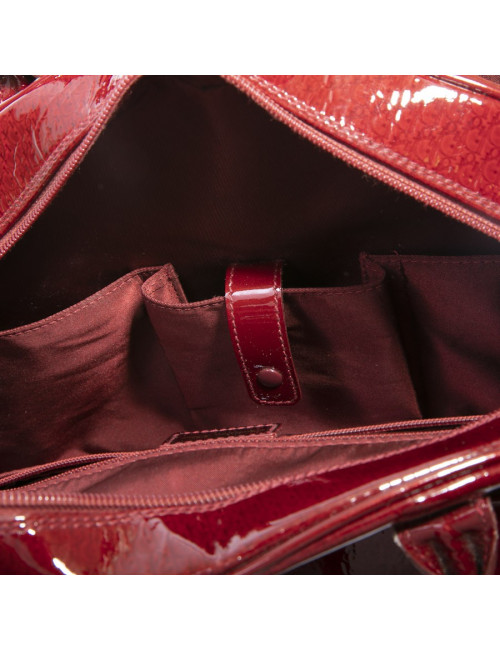 Sac DIOR saddle cuir verni rouge monogrammé