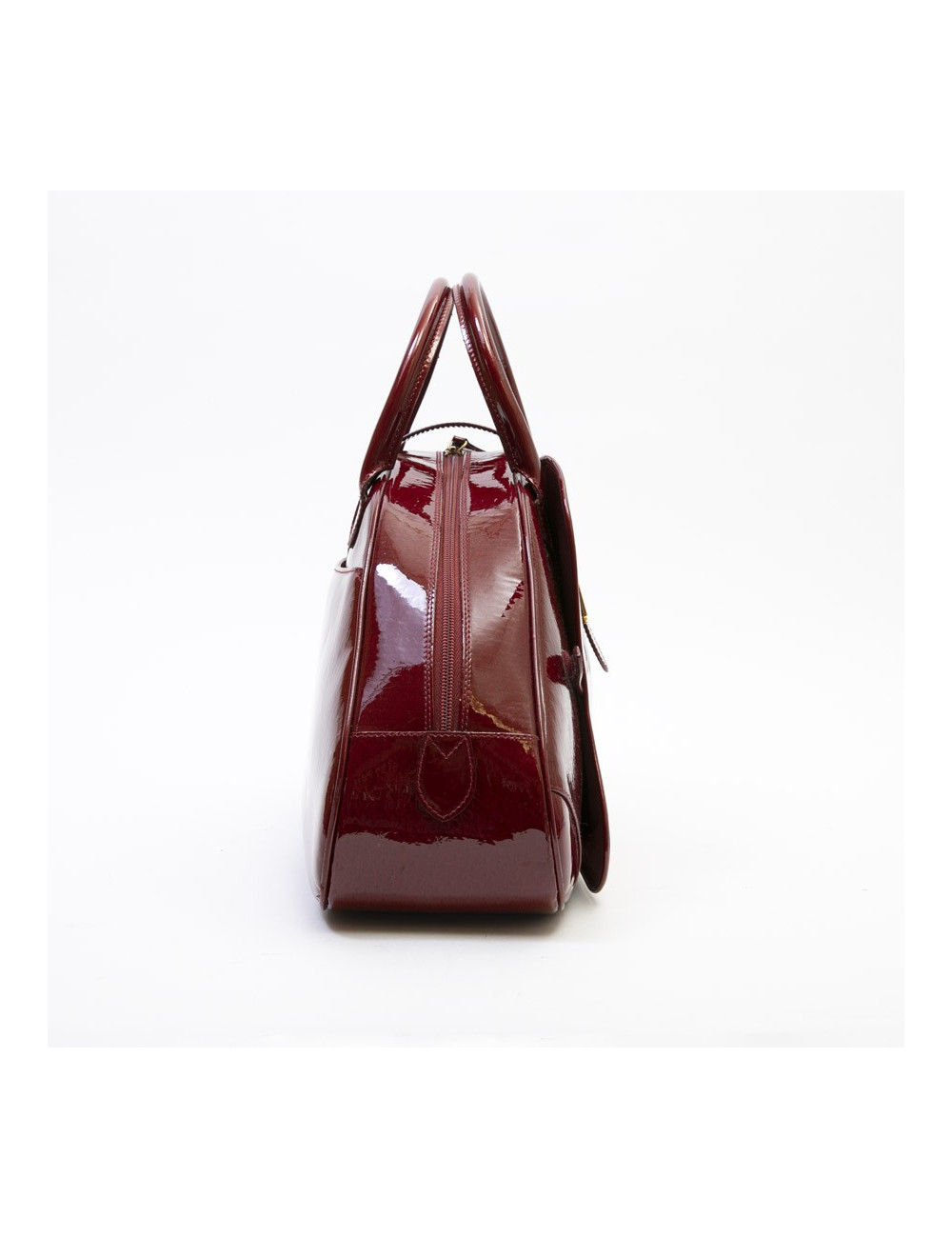 Sac DIOR saddle cuir verni rouge monogrammé