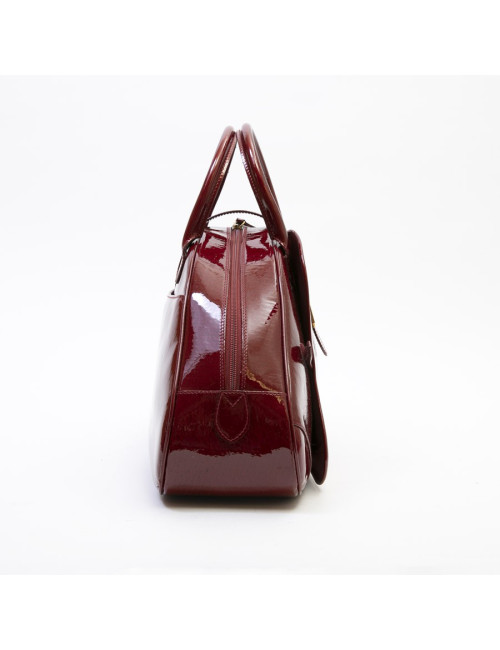 Sac DIOR saddle cuir verni rouge monogrammé