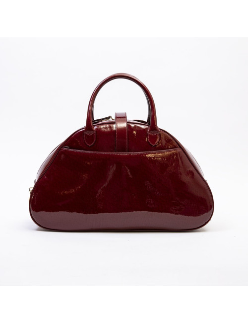 Sac DIOR saddle cuir verni rouge monogrammé