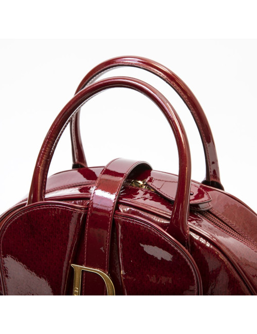Sac DIOR cuir verni rouge