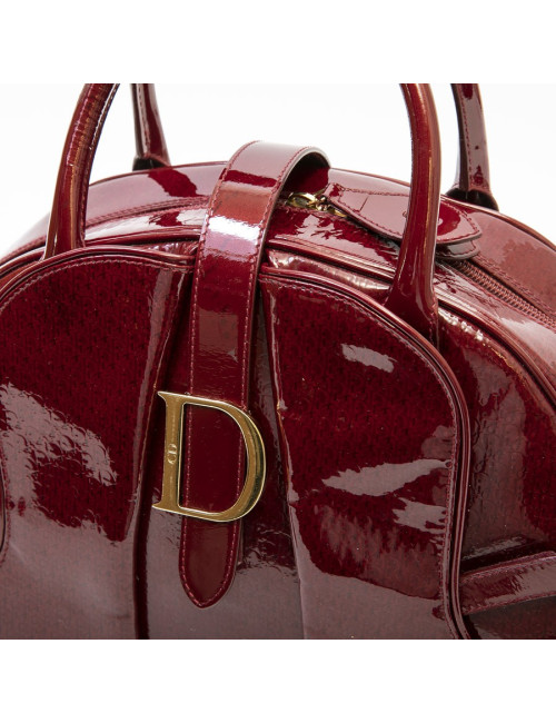 Sac DIOR cuir verni rouge