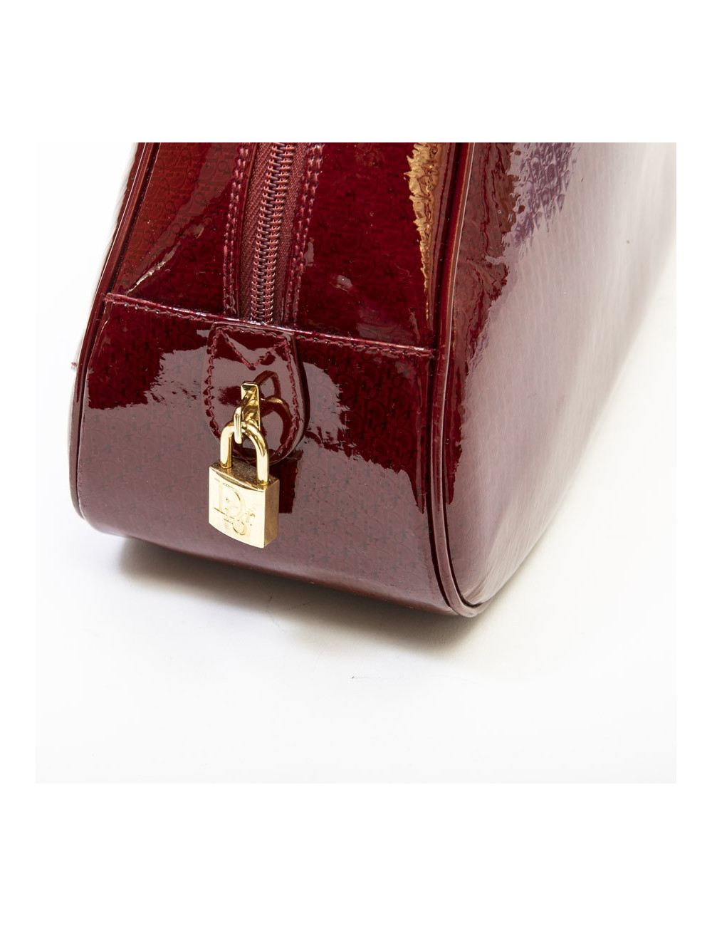 Sac DIOR saddle cuir verni rouge monogrammé