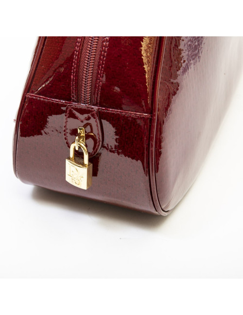 Sac DIOR saddle cuir verni rouge monogrammé