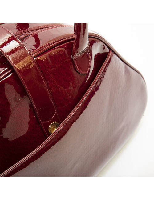 Sac DIOR saddle cuir verni rouge monogrammé