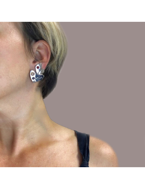 Boucles d'oreille clips CHRISTIAN LACROIX en métal argenté