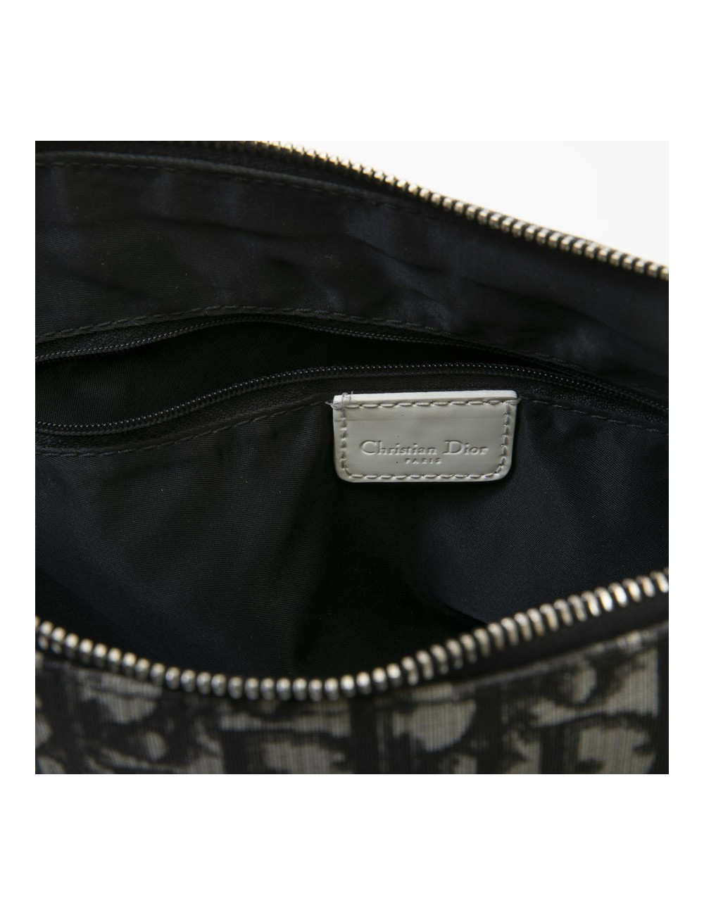 CHRISTIAN DIOR vintage messenger bag in black, white and gray monogram canvas