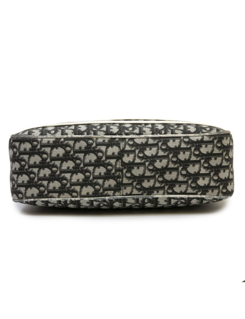 CHRISTIAN DIOR vintage messenger bag in black, white and gray monogram canvas