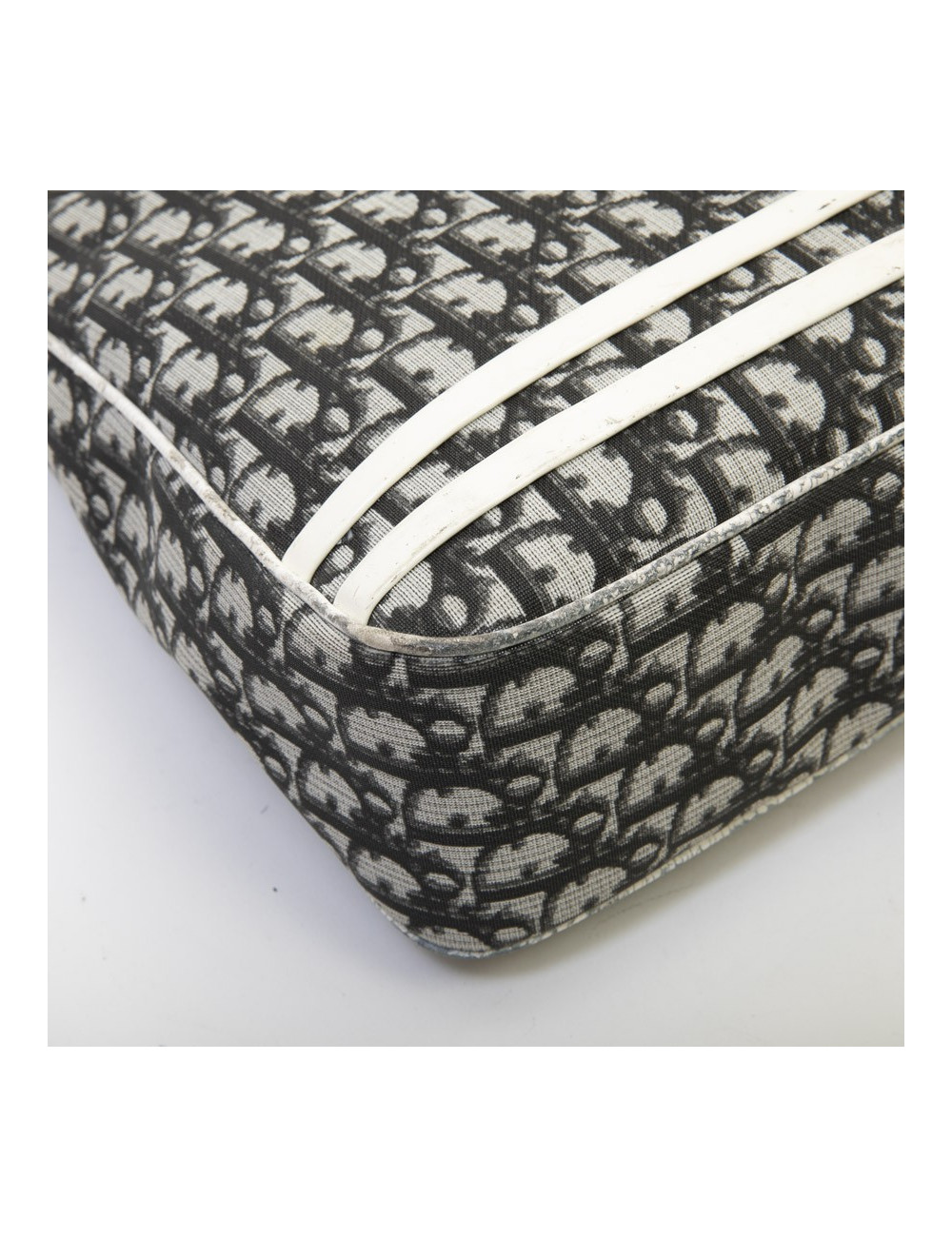 CHRISTIAN DIOR vintage messenger bag in black, white and gray monogram canvas