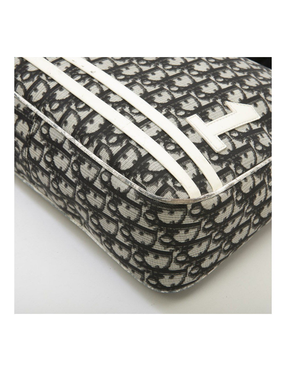 CHRISTIAN DIOR vintage messenger bag in black, white and gray monogram canvas