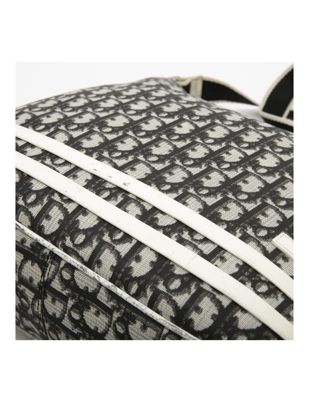 CHRISTIAN DIOR vintage messenger bag in black, white and gray monogram canvas