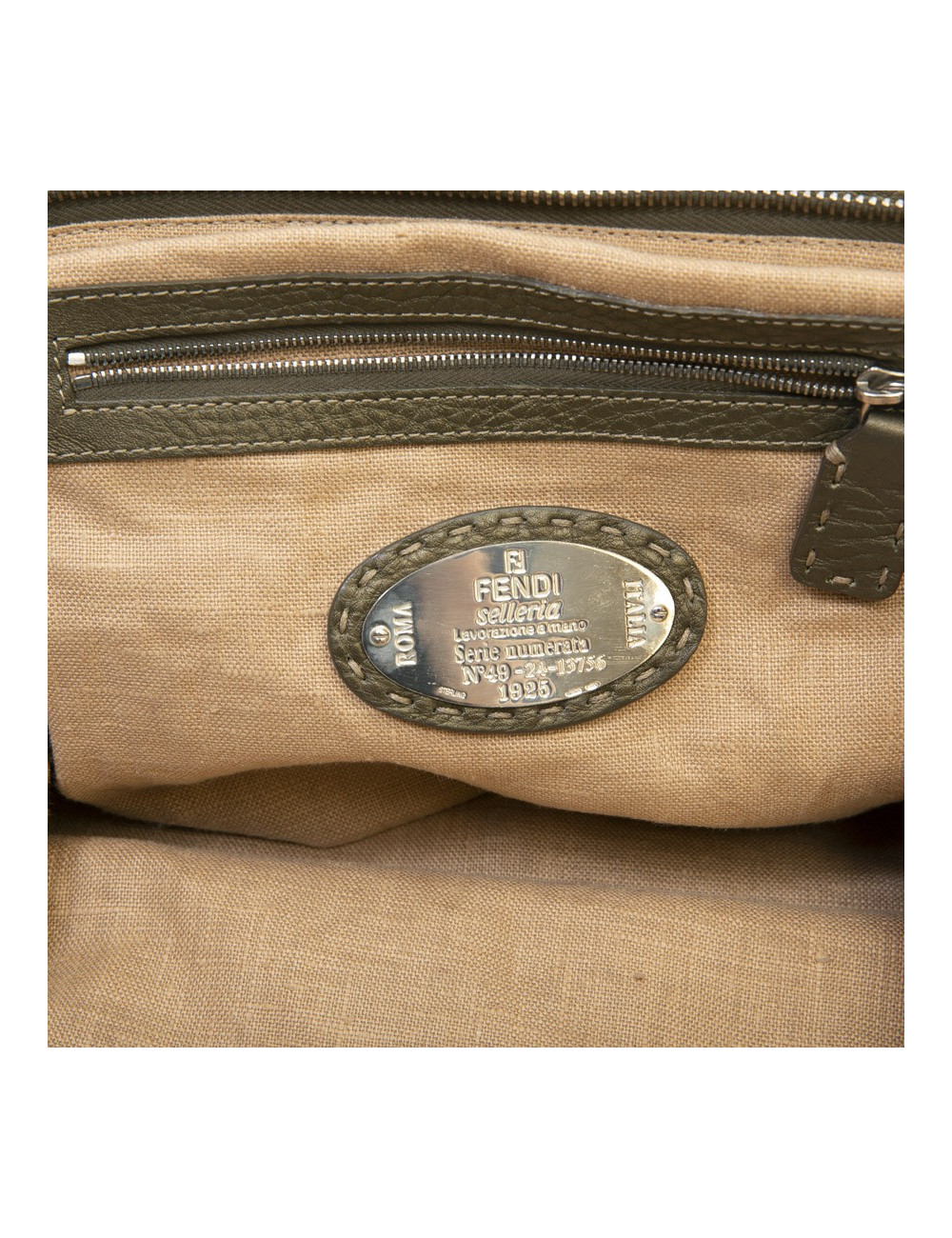 FENDI bag in grained green khaki leather