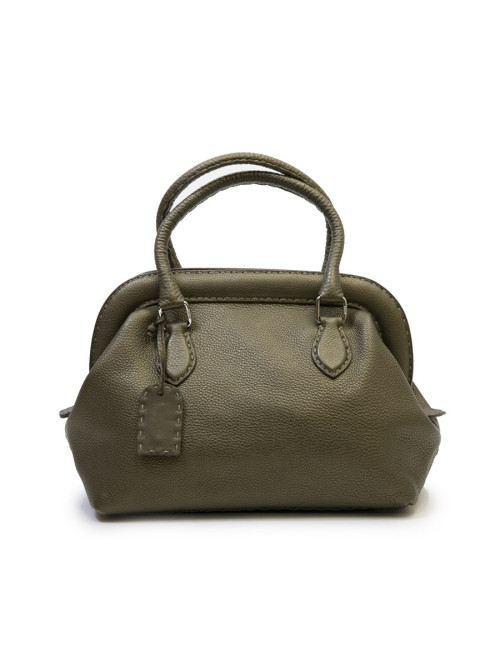 Sac FENDI cuir grainé vert kaki