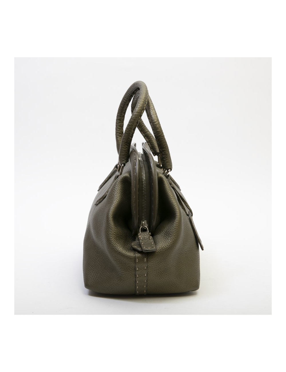 Sac FENDI cuir grainé vert kaki