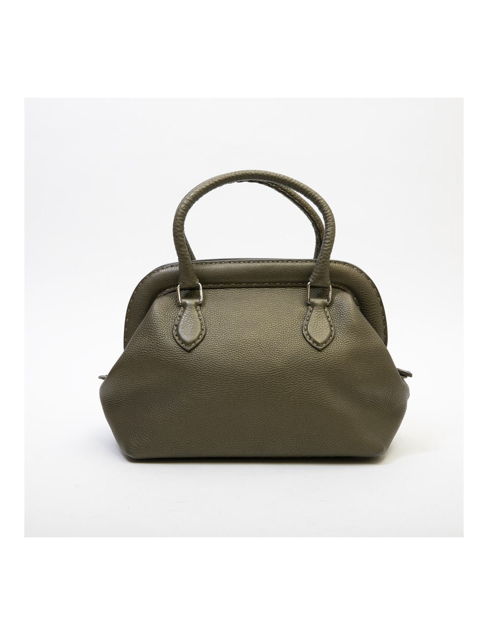 Sac FENDI cuir grainé vert kaki