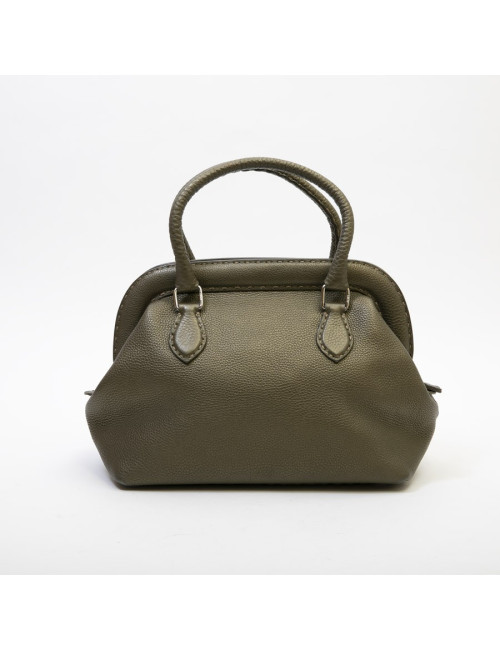 Sac FENDI cuir grainé vert kaki