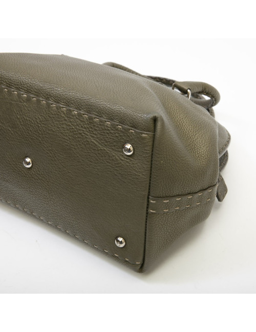 Sac FENDI cuir grainé vert kaki