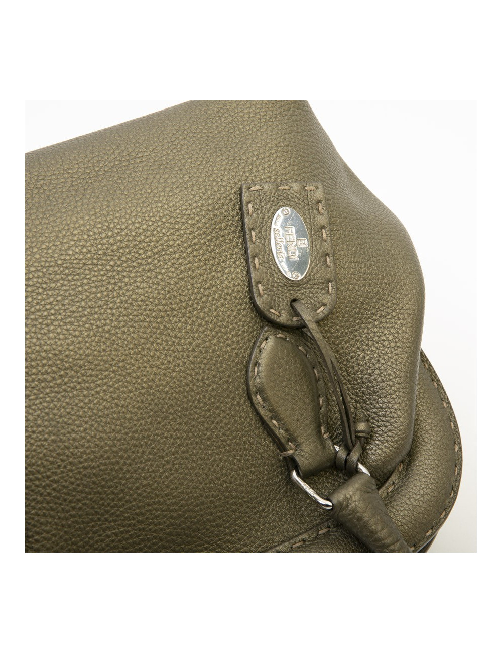 FENDI bag in grained green khaki leather