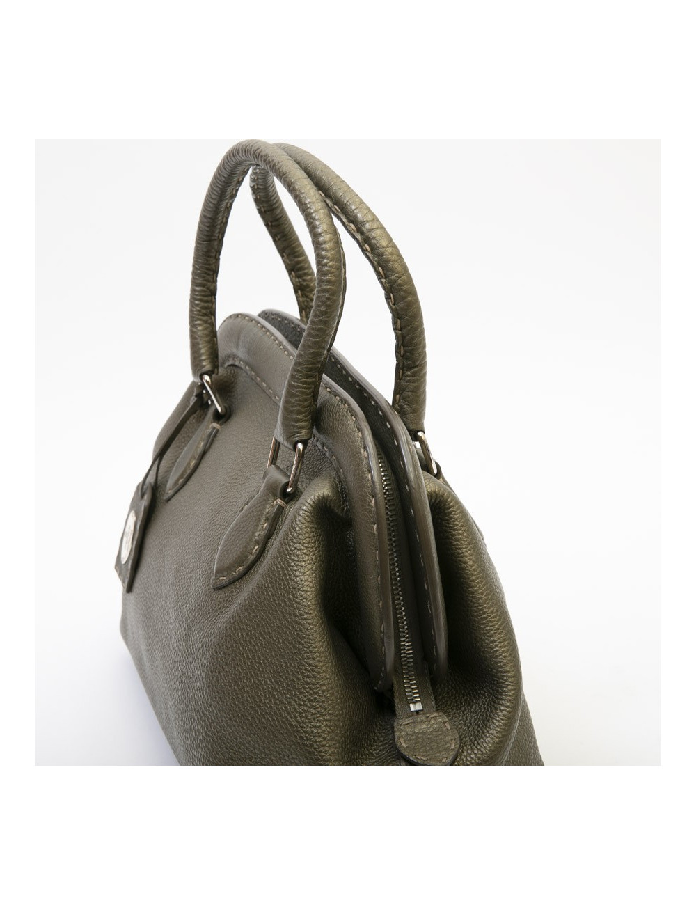FENDI bag in grained green khaki leather