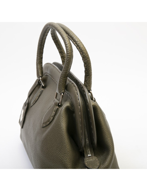 FENDI bag in grained green khaki leather