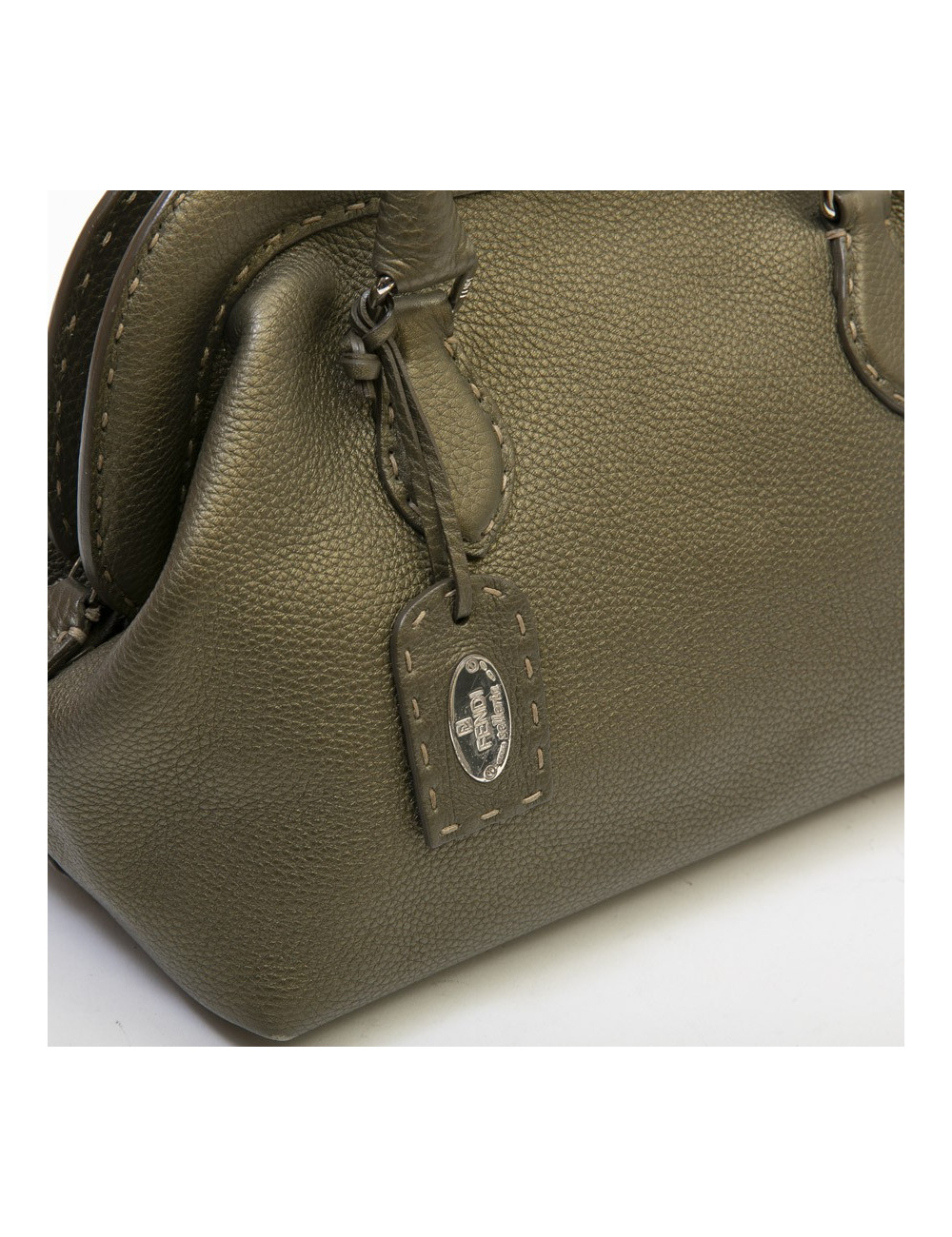 FENDI bag in grained green khaki leather