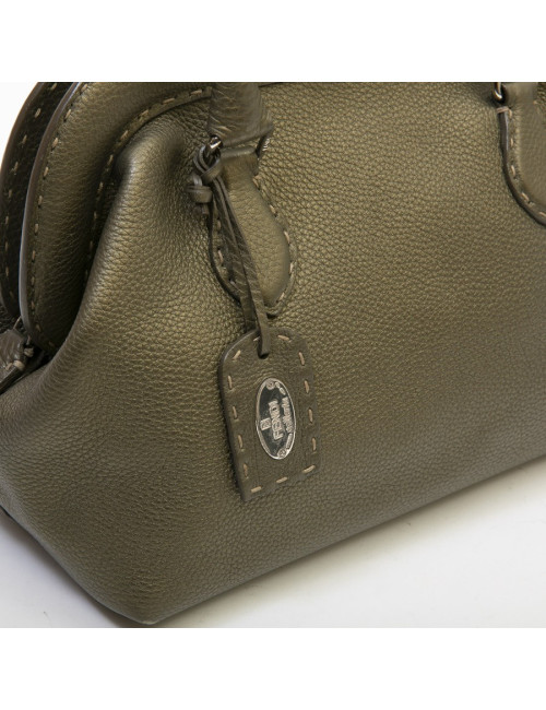 FENDI bag in grained green khaki leather