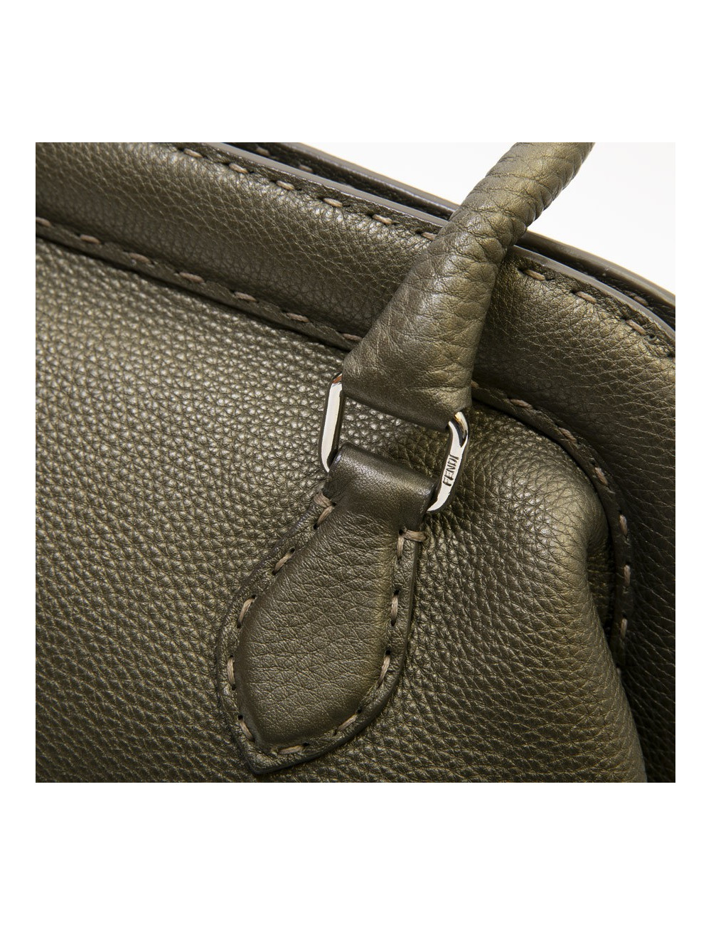 FENDI bag in grained green khaki leather