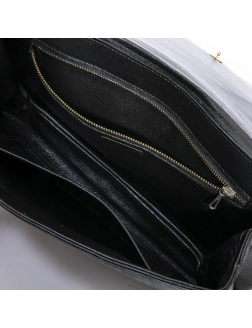 Sac PIERRE CARDIN cuir d'agneau noir Vintage
