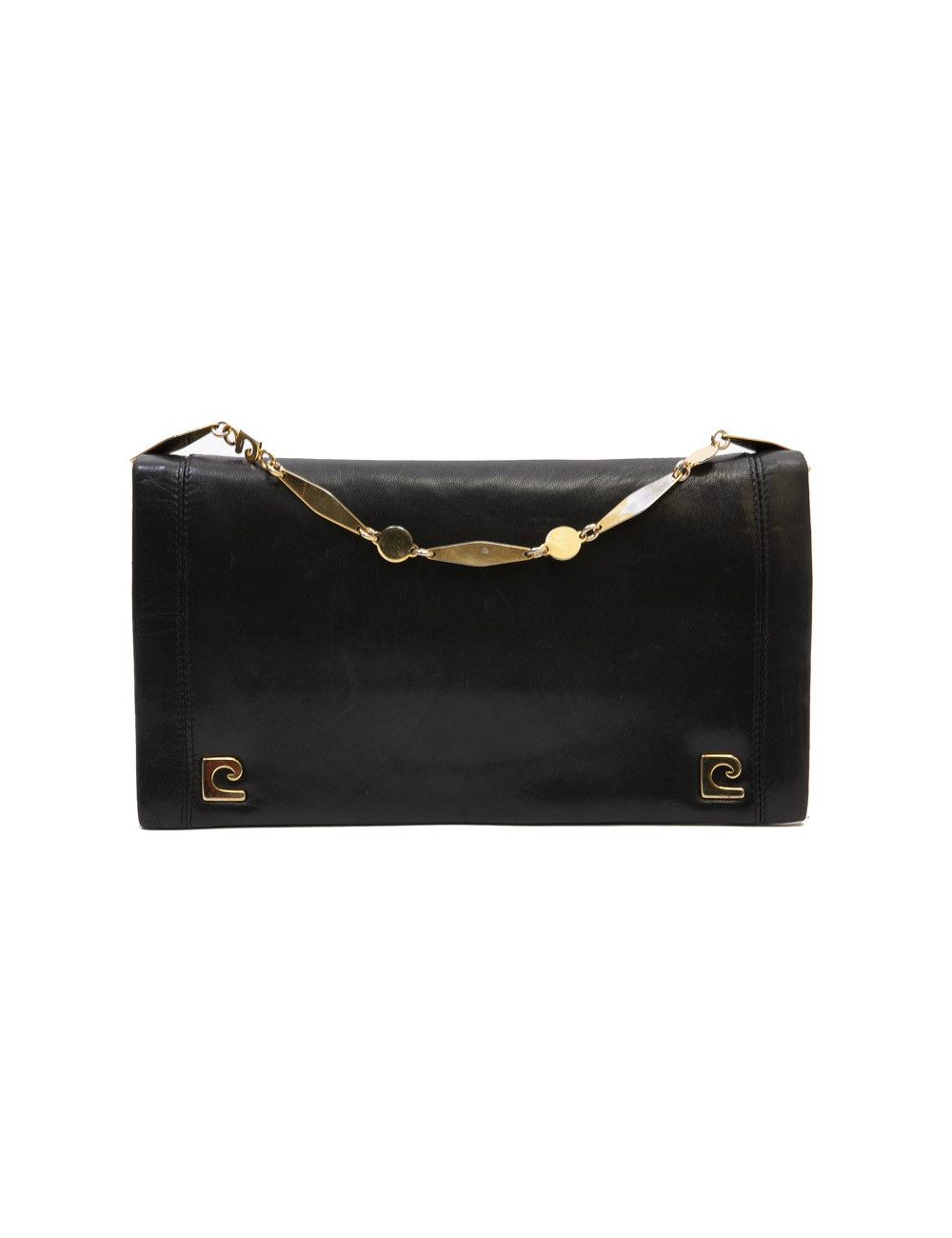 Pochette PIERRE CARDIN cuir d'agneau noir Vintage