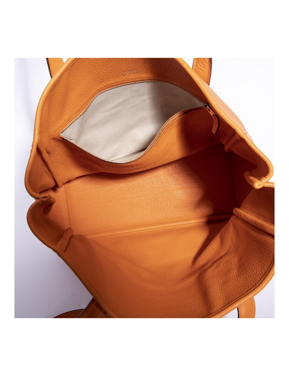 Sac HERMES cuir taurillon clémence orange