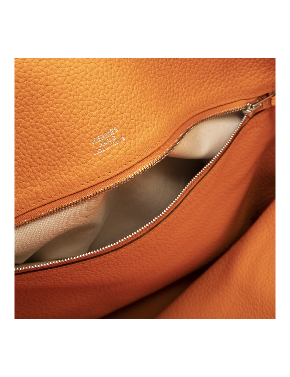 Sac HERMES cuir taurillon clémence orange