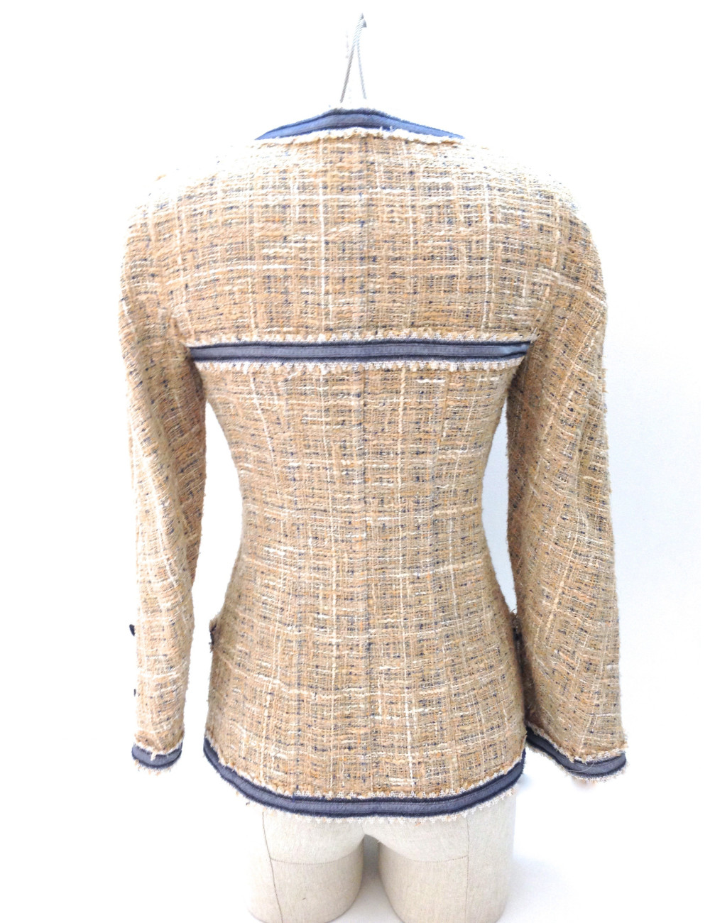 Veste CHANEL en tweed beige et bleu ciel T 34