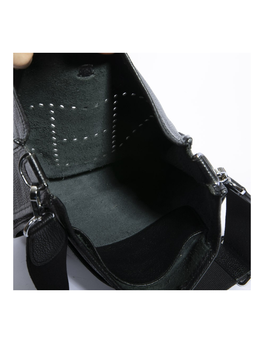 Sac Evelyne HERMES bandoulière cuir taurillon clémence noir