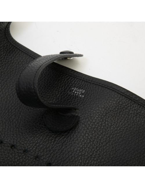 HERMES Evelyne II bag in black taurillon clémence leather