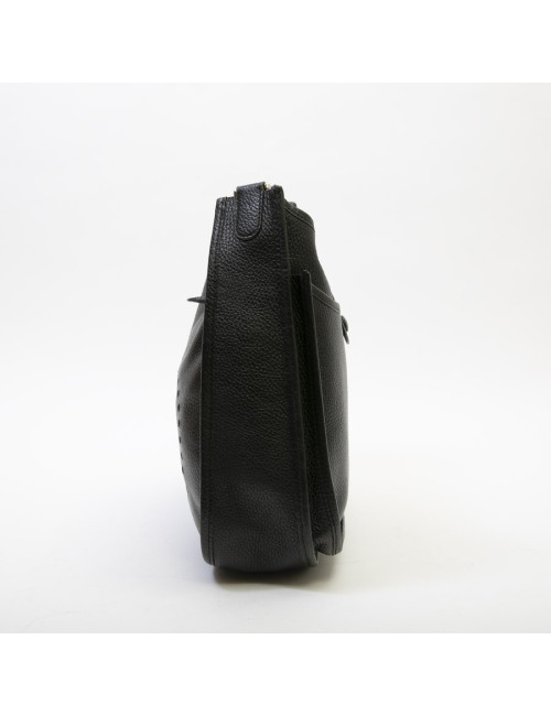 Sac Evelyne HERMES bandoulière cuir taurillon clémence noir