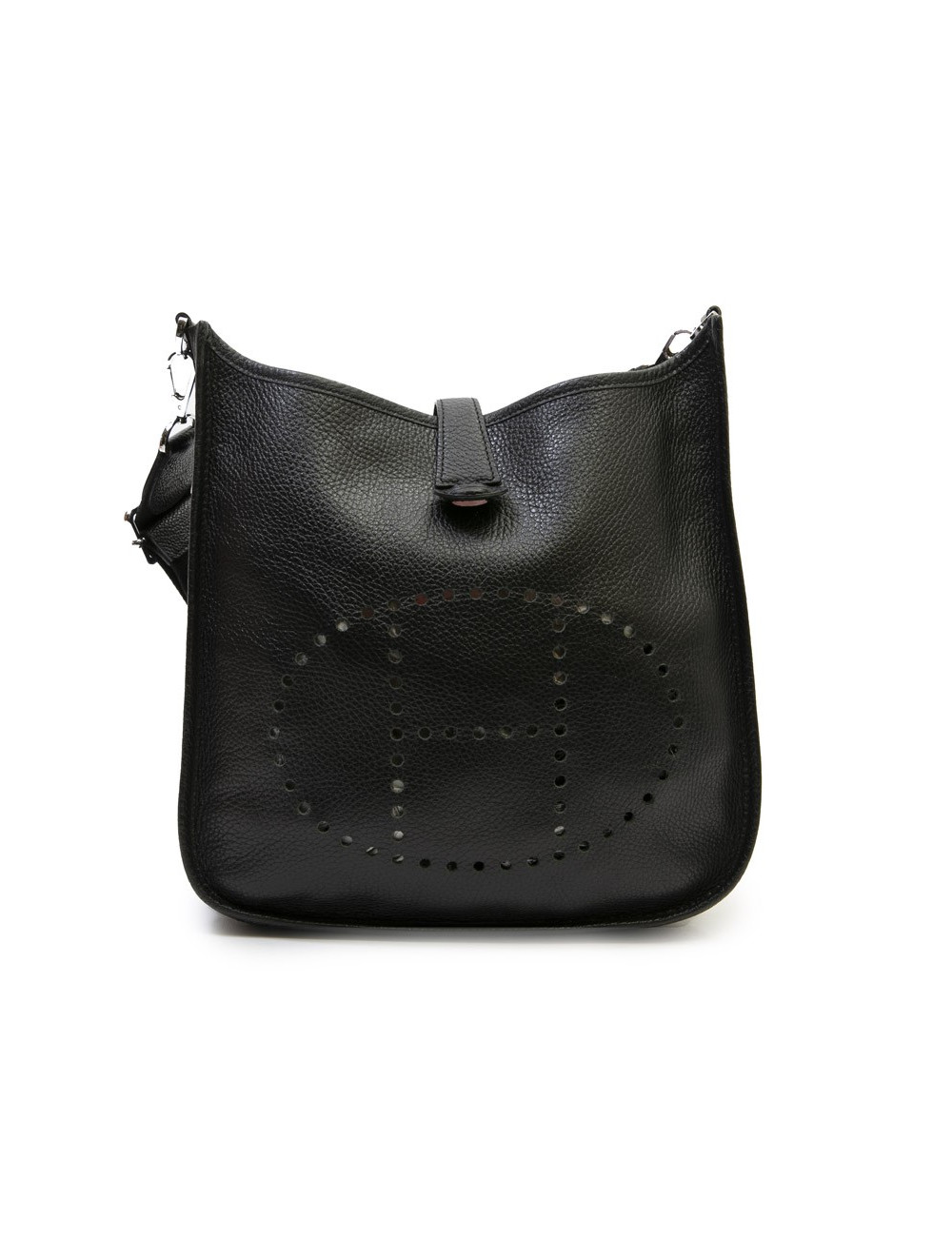 HERMES Evelyne II bag in black taurillon clémence leather