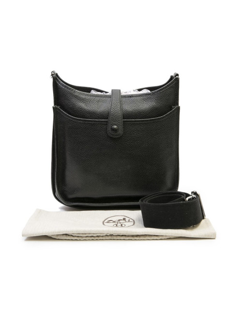 Sac Evelyne HERMES bandoulière cuir taurillon clémence noir