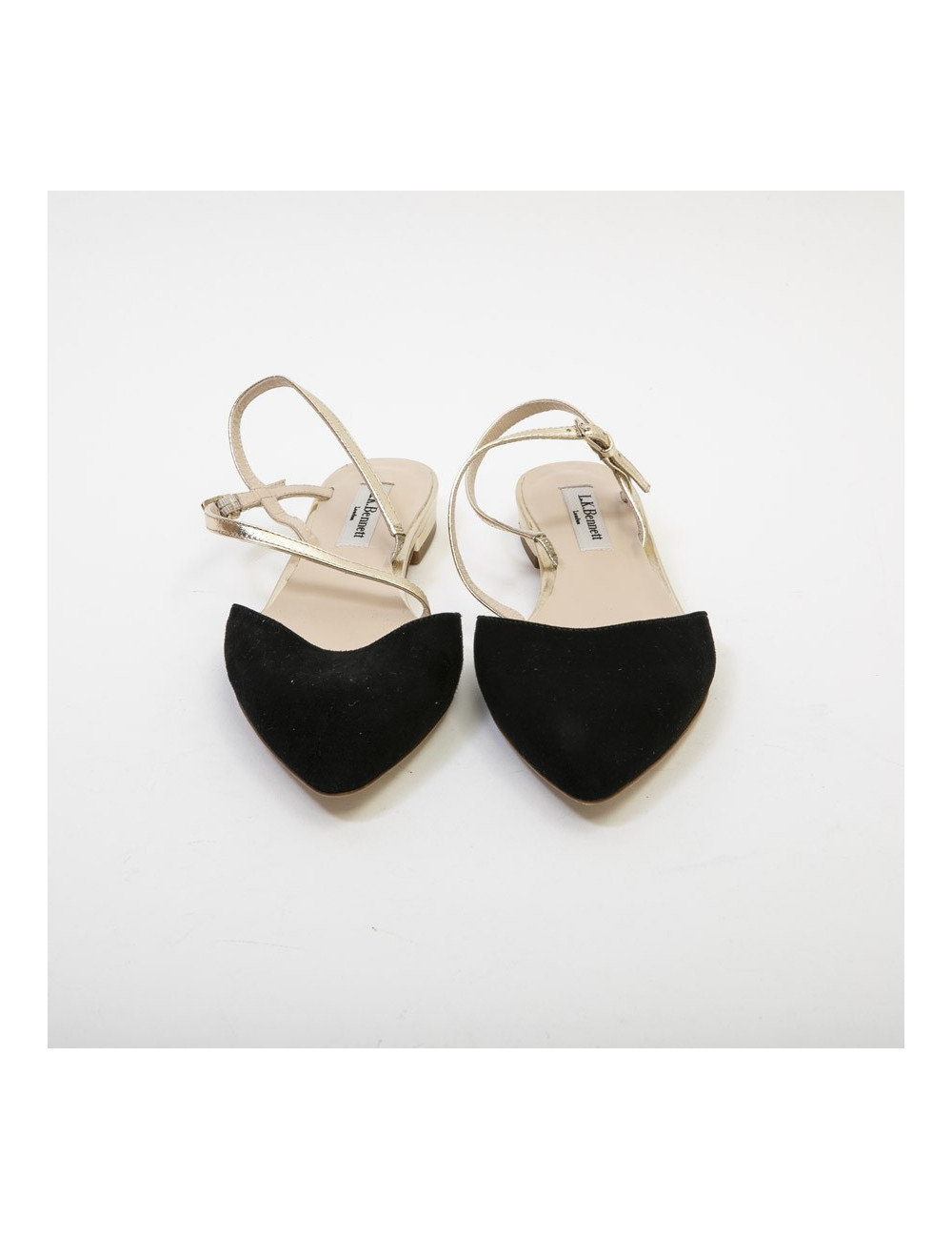 Sandales T 37 L K BENNET veau veau noir et dorées