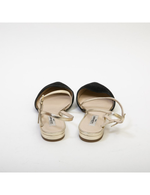 Sandales T 37 L K BENNET veau velours noir et dorées