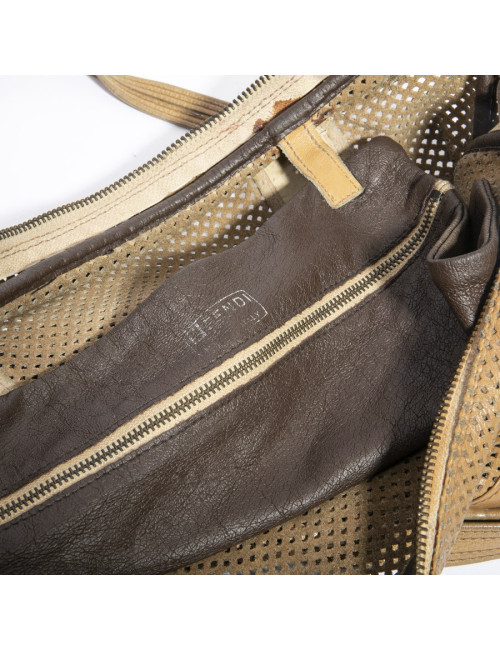 Sac FENDI cuir perforé beige Vintage
