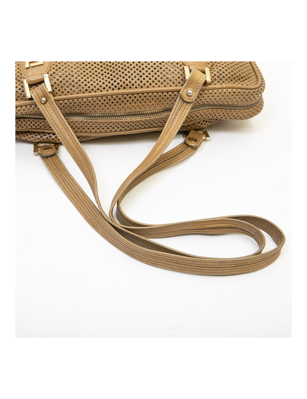 Sac FENDI cuir perforé beige Vintage