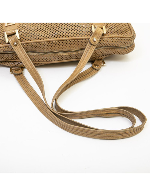 Sac FENDI cuir perforé beige Vintage