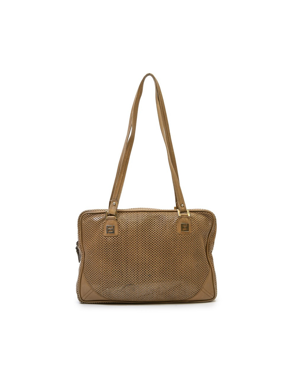 Sac FENDI cuir perforé beige Vintage