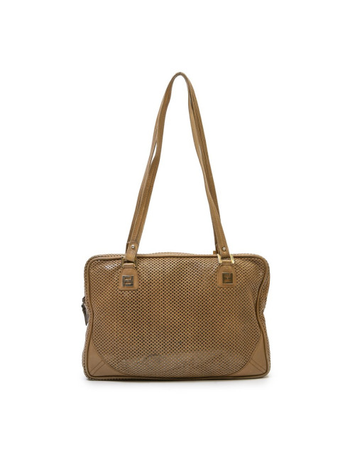 Sac FENDI cuir perforé beige Vintage